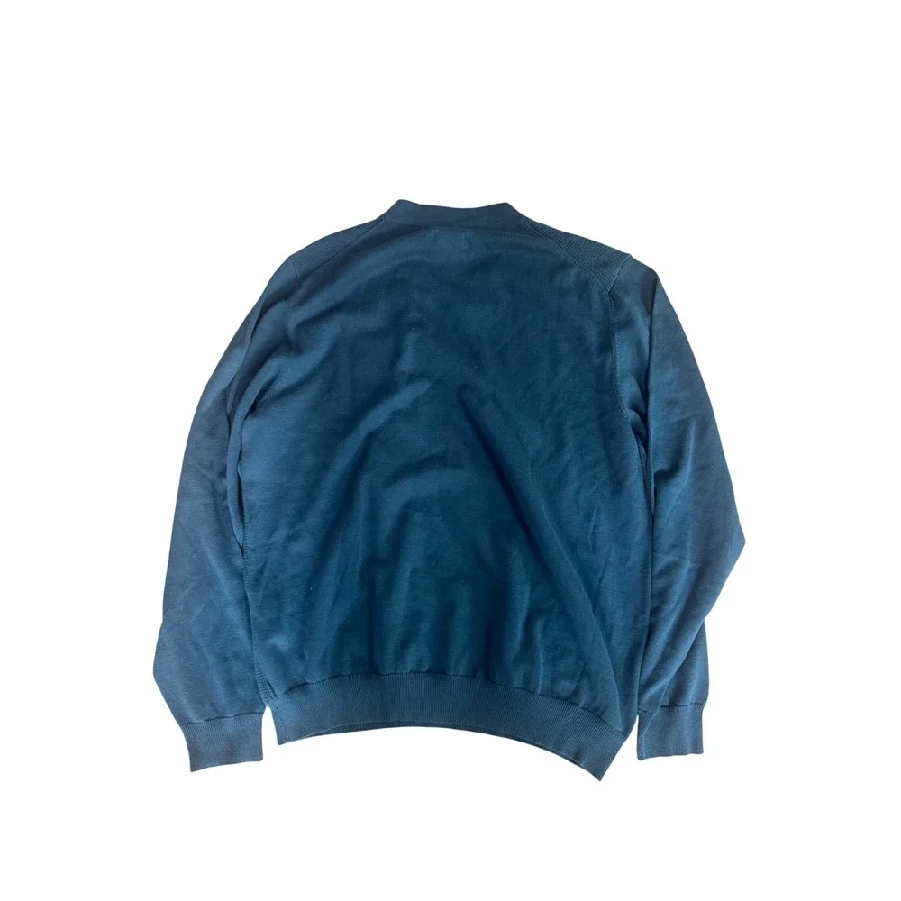 Cutter & Buck Men's V-Neck Sweater Classic Preppy Minimal Knit Teal Blue XXL NWT